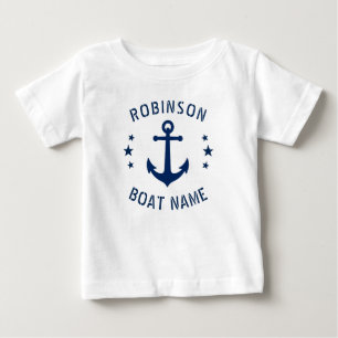 T-shirt Pour Bébé Votre nom et votre embarcation Ancre Vintage Étoi