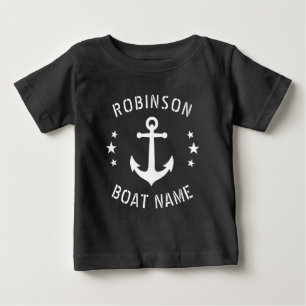 T-shirt Pour Bébé Votre nom et votre embarcation Vintage Ancre Étoi