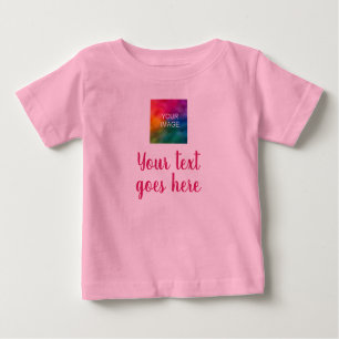 T-shirt Pour Bébé Votre photo et votre texte Modèle tendance rose