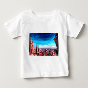 T-shirt Pour Bébé Vue et Sagrada Familia de ville de Barcelone