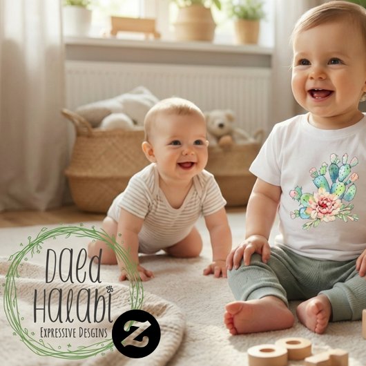 T-shirt Pour Bébé Watercolor Cacti Bloom