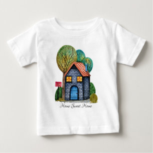 T-shirt Pour Bébé Watercolor cute Home Sweet Home Art