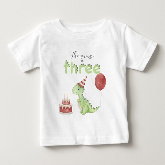 T-shirt Pour Bébé Watercolor Dinosaur 3rd birthday (Devant)