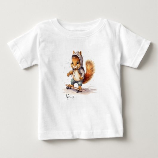 T-shirt Pour Bébé Watercolor Squirel Snowboard (Devant)