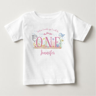 T-shirt Pour Bébé Watercolor Under the Sea Girl First Birthday Baby
