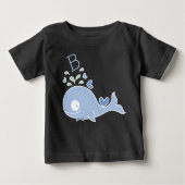T-shirt Pour Bébé Whimsical Mr Blue Whale Bow Cravate Monogramme Bab (Devant)