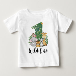 T-shirt Pour Bébé Wild One Boy 1er Anniversaire Jungle Safari mignon