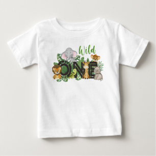 T-shirt Pour Bébé Wild One Boy 1er Anniversaire Jungle Safari mignon