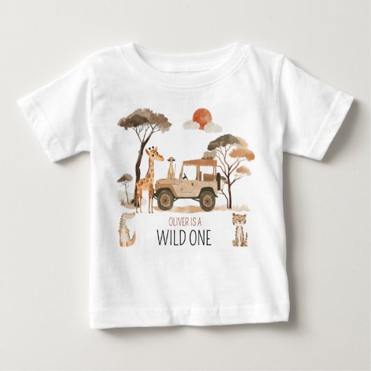 T-shirt Pour Bébé Wild One Boy 1er Anniversaire Safari (Devant)