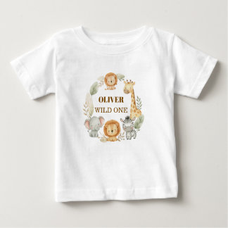 T-shirt Pour Bébé Wild One Boy 1st Birthday Safari Baby