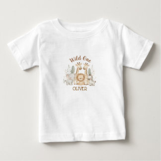 T-shirt Pour Bébé Wild One Boy 1st Birthday Safari Baby