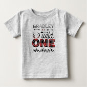 T-shirt Pour Bébé Wild One Boys Plaid Rustique Bûcheron 1er Annivers (Devant)