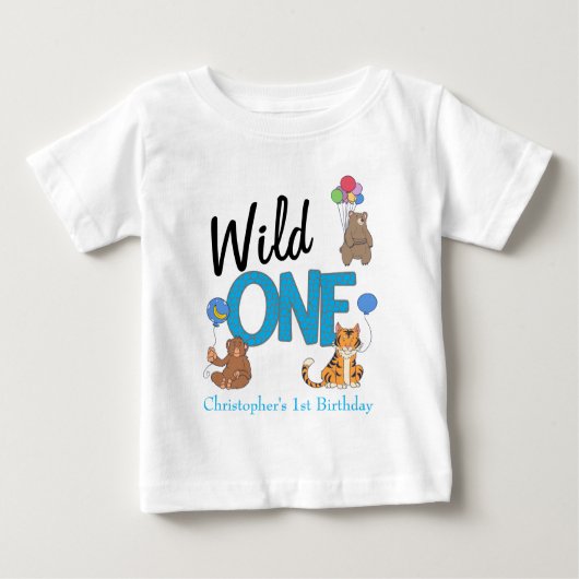T-shirt Pour Bébé Wild One Boys premier anniversaire Safari Jungle A (Devant)