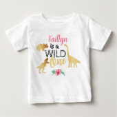 T-shirt Pour Bébé Wild One Dinosaur Girls 1er anniversaire (Devant)