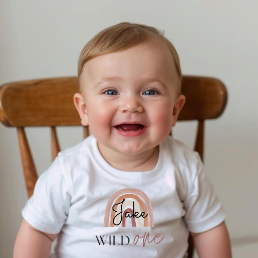 T-shirt Pour Bébé Wild One First Birthday Rainbow & Sun Personnalisé