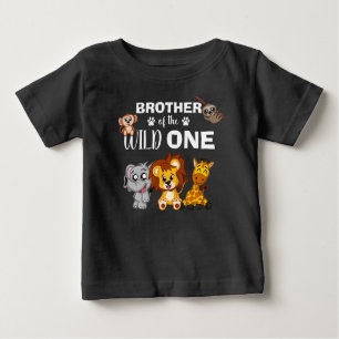 T-shirt Pour Bébé Wild One Jungle Safari 1er Anniversaire Frère