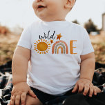 T-shirt Pour Bébé Wild One premier anniversaire Rainbow et Sun Party<br><div class="desc">Jolie aquarelle arc-en-ciel et soleil sauvage un t-shirt</div>