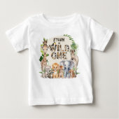 T-shirt Pour Bébé Wild one Safari Animaux Garçon 1er anniversaire (Devant)