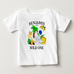 T-shirt Pour Bébé Wild One Safari Animaux premier anniversaire