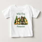 T-shirt Pour Bébé Wild Un 1er anniversaire Forêt Animaux Arbres (Devant)