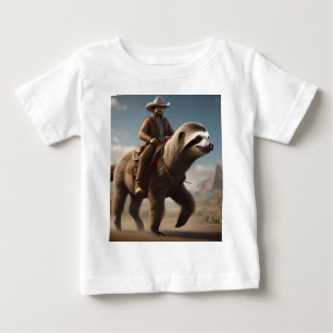 T-shirt Pour Bébé "Wild West Wonders : Cowboy Riding a Sloth Horse"