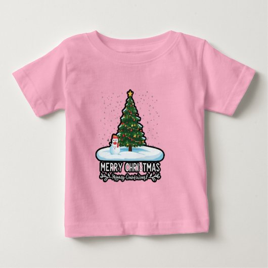 T-shirt Pour Bébé "Winter Wonderland : Arbres de Noël, Snowmen & Rei (Devant)