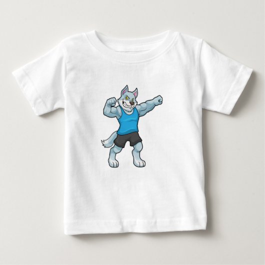 T-shirt Pour Bébé Wolf comme Bodybuilder avec les gros bras supérieu (Devant)