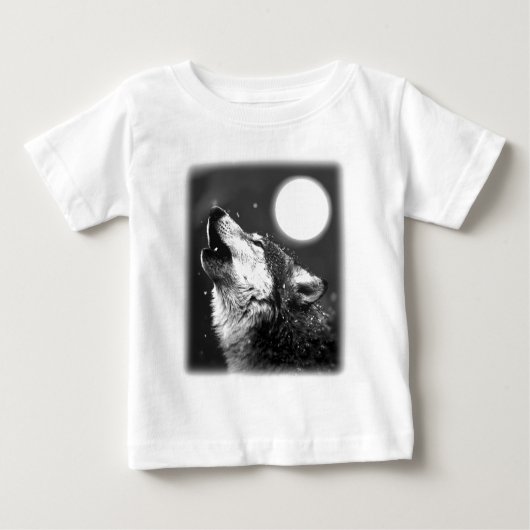 T-shirt Pour Bébé Wolf Howling à Moon (Devant)