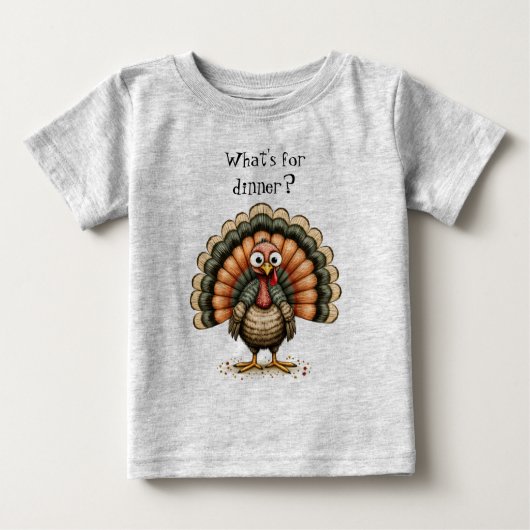 T-shirt Pour Bébé Wonky Quirky Turkey What's For Dinner? (Devant)