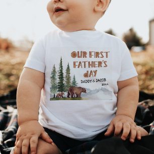 T-shirt Pour Bébé Woodland 1ère Fête des pères personnalisée