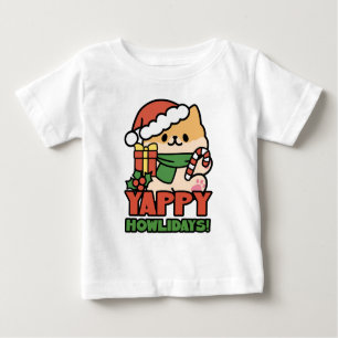 T-shirt Pour Bébé Yappy Howlidays - Jote Christmas Dog Cartoon