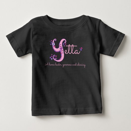 T-shirt Pour Bébé Yetta filles nom signifiant Y coeurs monogrammes (Devant)