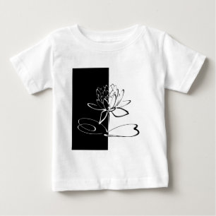 T-shirt Pour Bébé Yin Yang Fleur de Lotus Noir et Blanc