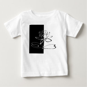 T-shirt Pour Bébé Yin Yang Fleur de Lotus Noir et Blanc