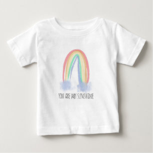 T-shirt Pour Bébé You are my sunshine watercolor painted rainbow