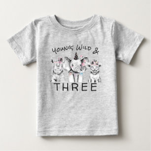 T-shirt Pour Bébé Young Wild & Three   T Shirt 3e Anniversaire