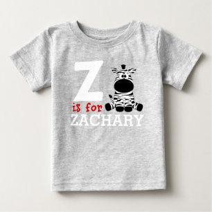 T-shirt Pour Bébé Z est pour Zachary & Kids Nom personnalisé