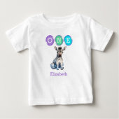 T-shirt Pour Bébé Zebra 1er anniversaire un avec nom violet (Devant)