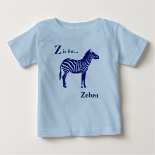 T-shirt Pour Bébé Zèbre - Cobalt foncé bleu et blanc
