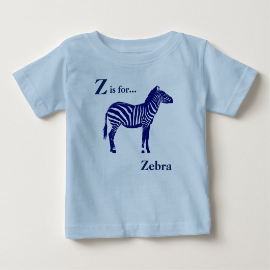 T-shirt Pour Bébé Zèbre - Cobalt foncé bleu et blanc (Devant)