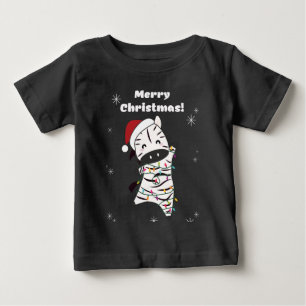T-shirt Pour Bébé Zèbre Noël Zèbres Animaux d'hiver