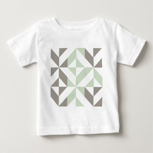 T-shirt Pour Bébé ZigZag géométrique Sage Green et Silver (Devant)