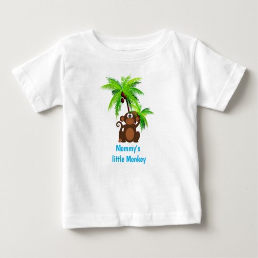 T-shirt Pour Bébé Zoo Animal Singe et Palmier (Devant)