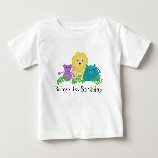 T-shirt Pour Bébé Zoo Animaux 1er anniversaire de bébé (Devant)