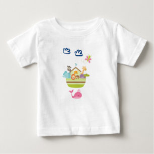 T-shirt Pour Bébé Zoo mignon Arche animal avec papillon et baleine