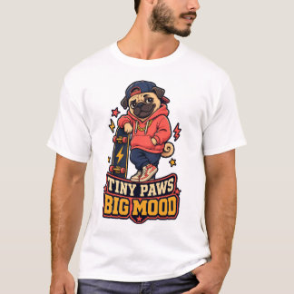 T-shirt pour chien Pug skater cool avec petits pat