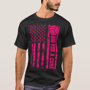 T-shirt Pour Cure Cancer Du Sein Volleyball Rose Américain