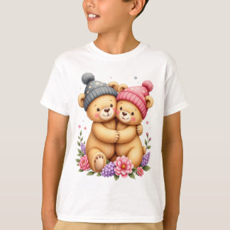 T-shirt pour enfant avec deux ours en peluche avec