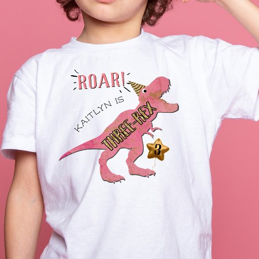 T-shirt pour enfant de 3 ans avec dinosaure Three-