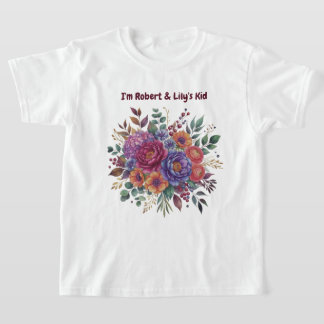 T-shirt pour enfants à fleurs colorées personnalis